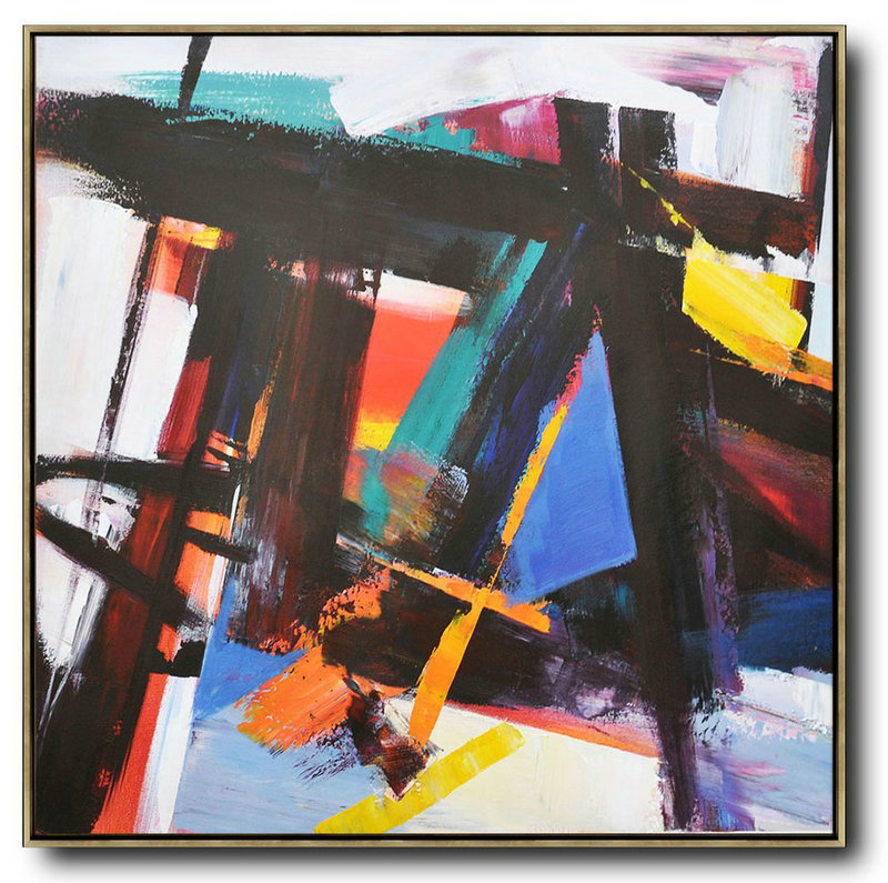 Large Abstract Painting On Canvas,Oversized Palette Knife Painting Contemporary Art On Canvas,Pretty Abstract Paintings,Black,Blue,Red,White,Yellow.etc